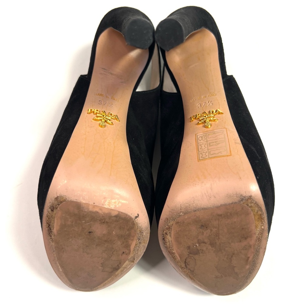 Prada Black Suede Platform Slingback Sandals Size 37.5 - Picture 11 of 12